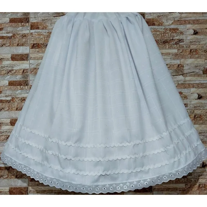 Saia umbanda e candomblé branca com sianinha