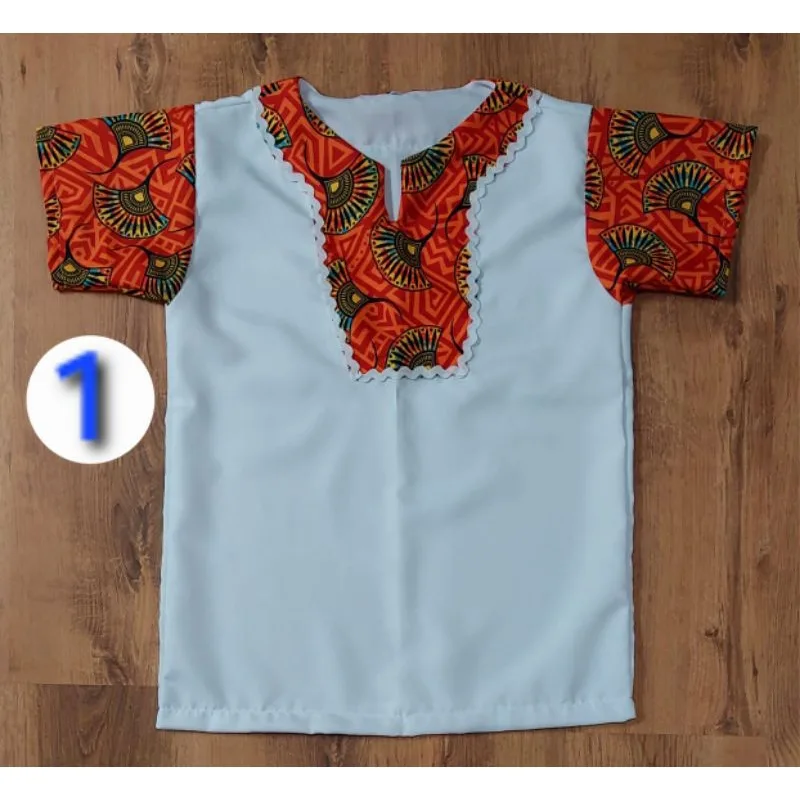 Bata umbanda e candomblé lisa com detalhe estampado